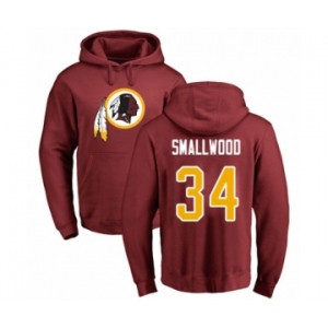 Football Washington Redskins #34 Wendell Smallwood Maroon Name & Number Logo Pullover Hoodie