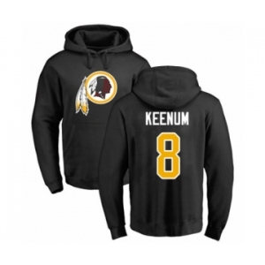 Football Washington Redskins #8 Case Keenum Black Name & Number Logo Pullover Hoodie