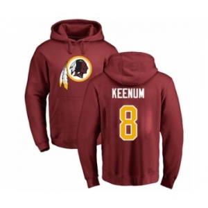Football Washington Redskins #8 Case Keenum Maroon Name & Number Logo Pullover Hoodie