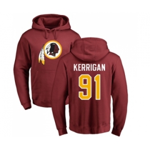 Football Washington Redskins #91 Ryan Kerrigan Maroon Name & Number Logo Pullover Hoodie