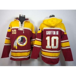 nike nfl jerseys washington redskins #10 robert griffin iii yellow-red[pullover hooded sweatshirt]