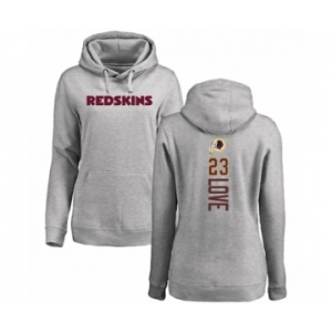 Football Women's Washington Redskins #23 Bryce Love Ash Backer Pullover Hoodie