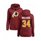 Football Women's Washington Redskins #34 Wendell Smallwood Maroon Name & Number Logo Pullover Hoodie