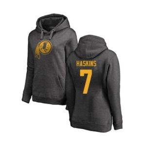 Football Women's Washington Redskins #7 Dwayne Haskins Ash One Color Pullover Hoodie