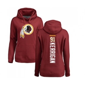 Football Women's Washington Redskins #91 Ryan Kerrigan Maroon Backer Pullover Hoodie