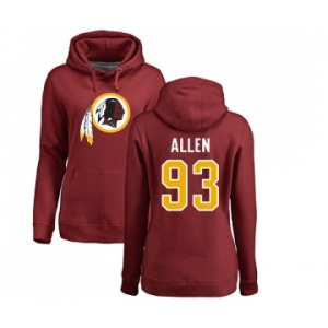 NFL Women's Nike Washington Redskins #93 Jonathan Allen Maroon Name & Number Logo Pullover Hoodie