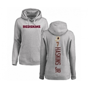 Women's Washington Redskins #7 Dwayne Haskins Ash Backer Pullover Hoodie