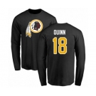 Football Washington Redskins #18 Trey Quinn Black Name & Number Logo Long Sleeve T-Shirt