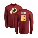 Football Washington Redskins #18 Trey Quinn Maroon Name & Number Logo Long Sleeve T-Shirt