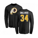 Football Washington Redskins #34 Wendell Smallwood Black Name & Number Logo Long Sleeve T-Shirt