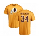 Football Washington Redskins #34 Wendell Smallwood Gold Name & Number Logo T-Shirt