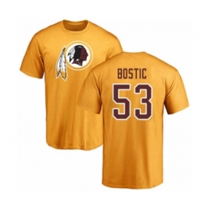 Football Washington Redskins #53 Jon Bostic Gold Name & Number Logo T-Shirt