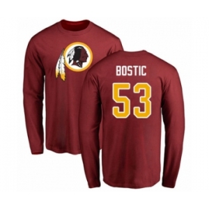 Football Washington Redskins #53 Jon Bostic Maroon Name & Number Logo Long Sleeve T-Shirt