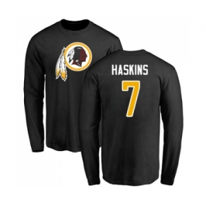 Football Washington Redskins #7 Dwayne Haskins Black Name & Number Logo Long Sleeve T-Shirt