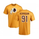 Football Washington Redskins #91 Ryan Kerrigan Gold Name & Number Logo T-Shirt