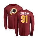 Football Washington Redskins #91 Ryan Kerrigan Maroon Name & Number Logo Long Sleeve T-Shirt