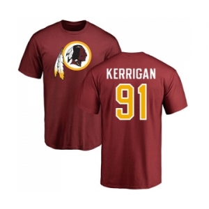 Football Washington Redskins #91 Ryan Kerrigan Maroon Name & Number Logo T-Shirt