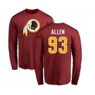 NFL Nike Washington Redskins #93 Jonathan Allen Maroon Name & Number Logo Long Sleeve T-Shirt