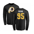 NFL Nike Washington Redskins #95 Da'Ron Payne Black Name & Number Logo Long Sleeve T-Shirt