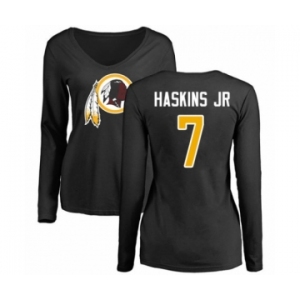 Football Women Washington Redskins #7 Dwayne Haskins Black Name & Number Logo Long Sleeve T-Shirt