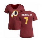 Football Women Washington Redskins #7 Dwayne Haskins Maroon Name & Number Logo T-Shirt