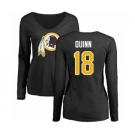 Football Women's Washington Redskins #18 Trey Quinn Black Name & Number Logo Long Sleeve T-Shirt