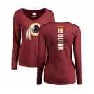 Football Women's Washington Redskins #18 Trey Quinn Maroon Backer Long Sleeve T-Shirt