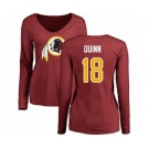 Football Women's Washington Redskins #18 Trey Quinn Maroon Name & Number Logo Long Sleeve T-Shirt