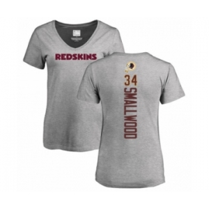 Football Women's Washington Redskins #34 Wendell Smallwood Ash Backer T-Shirt