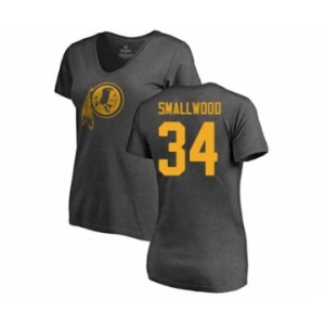 Football Women's Washington Redskins #34 Wendell Smallwood Ash One Color T-Shirt