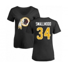 Football Women's Washington Redskins #34 Wendell Smallwood Black Name & Number Logo T-Shirt