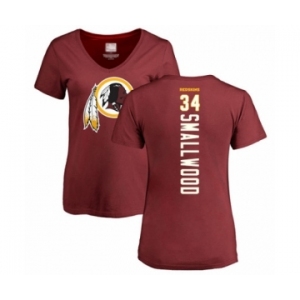 Football Women's Washington Redskins #34 Wendell Smallwood Maroon Backer T-Shirt