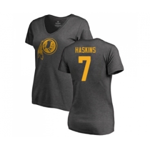 Football Women's Washington Redskins #7 Dwayne Haskins Ash One Color T-Shirt