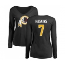 Football Women's Washington Redskins #7 Dwayne Haskins Black Name & Number Logo Long Sleeve T-Shirt