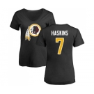 Football Women's Washington Redskins #7 Dwayne Haskins Black Name & Number Logo T-Shirt