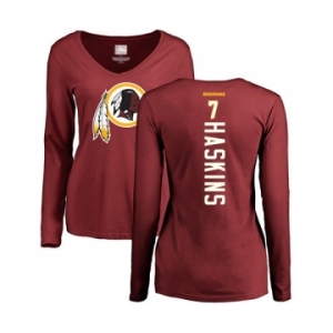 Football Women's Washington Redskins #7 Dwayne Haskins Maroon Backer Long Sleeve T-Shirt