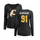 Football Women's Washington Redskins #91 Ryan Kerrigan Black Name & Number Logo Long Sleeve T-Shirt