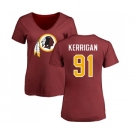 Football Women's Washington Redskins #91 Ryan Kerrigan Maroon Name & Number Logo T-Shirt