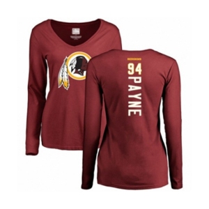 Football Women's Washington Redskins #94 Da'Ron Payne Maroon Backer Long Sleeve T-Shirt