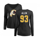 NFL Women's Nike Washington Redskins #93 Jonathan Allen Black Name & Number Logo Long Sleeve T-Shirt