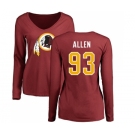 NFL Women's Nike Washington Redskins #93 Jonathan Allen Maroon Name & Number Logo Long Sleeve T-Shirt