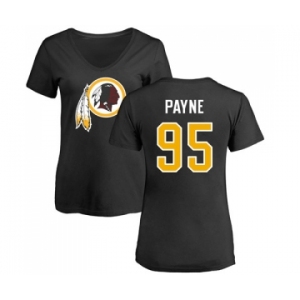 NFL Women's Nike Washington Redskins #95 Da'Ron Payne Black Name & Number Logo T-Shirt