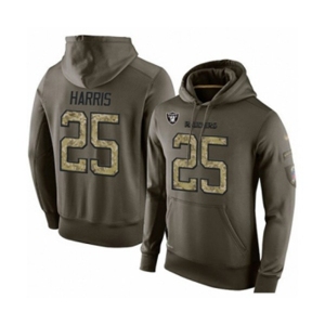 Football Men's Oakland Raiders #25 Erik Harris Green Salute To Service Pullover Hoodie