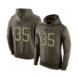 Football Men's Oakland Raiders #35 Curtis Riley Green Salute To Service Pullover Hoodie