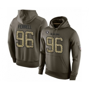 Football Men's Oakland Raiders #96 Clelin Ferrell Green Salute To Service Pullover Hoodie