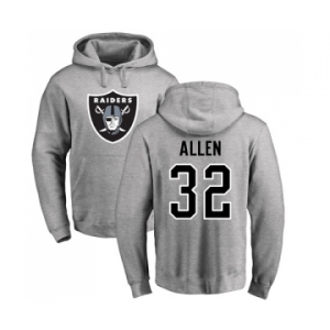 Football Oakland Raiders #32 Marcus Allen Ash Name & Number Logo Pullover Hoodie
