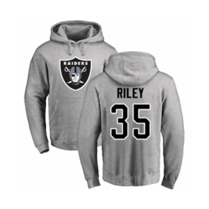 Football Oakland Raiders #35 Curtis Riley Ash Name & Number Logo Pullover Hoodie