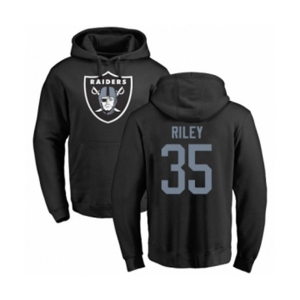 Football Oakland Raiders #35 Curtis Riley Black Name & Number Logo Pullover Hoodie