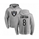 Football Oakland Raiders #8 Daniel Carlson Ash Name & Number Logo Pullover Hoodie