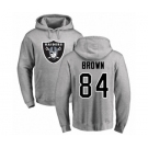 Football Oakland Raiders #84 Antonio Brown Ash Name & Number Logo Pullover Hoodie